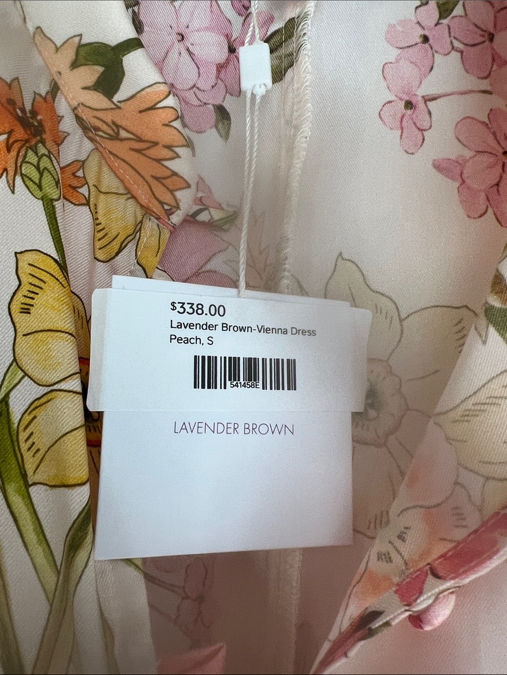 Lavender Brown White Mini Dress with Pink & Yellow Floral Print - Picture 4 of 5